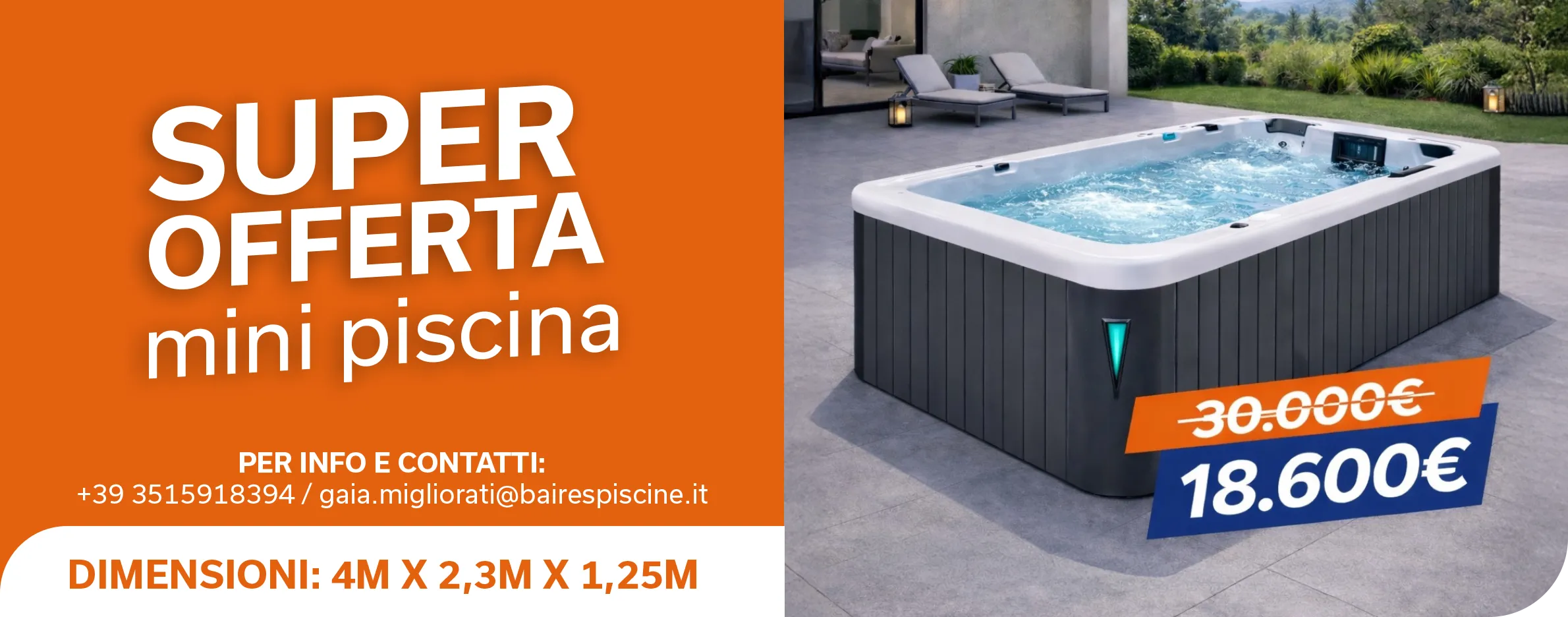 Pubblicità piscine idromassaggio orizzontale - Baires Piscine